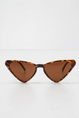 Brown Leopard Triangle Slim Cat Eye Sunglasses - Zeina