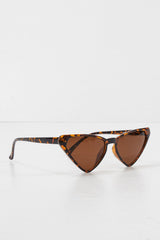 Brown Leopard Triangle Slim Cat Eye Sunglasses - Zeina