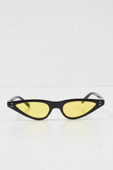 Black Yellow Slim Pointed Cat Eye Sunglasses - Fluer