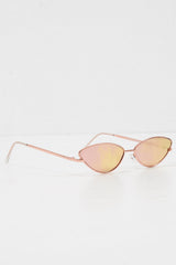 Rose Gold Small Cat Eye Metal Frame Sunglasses - Stefani