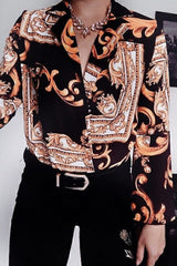 Black Scarf Print Plunge Bodysuit - Cindy-Lou