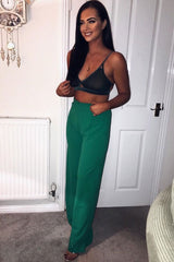 Green High Waisted Flare Trousers - Kym