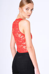 Red Lace Bodysuit - Aubrey