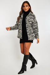 Black Zebra Oversized Wool Blend Shacket - Diora