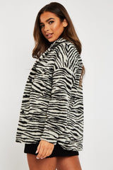 Black Zebra Oversized Wool Blend Shacket - Diora