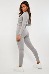 Grey 3 Piece Crop Top and Legging Co-ord - Habsa