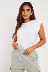 White Shoulder Pad Oversized T-shirt - Amzie