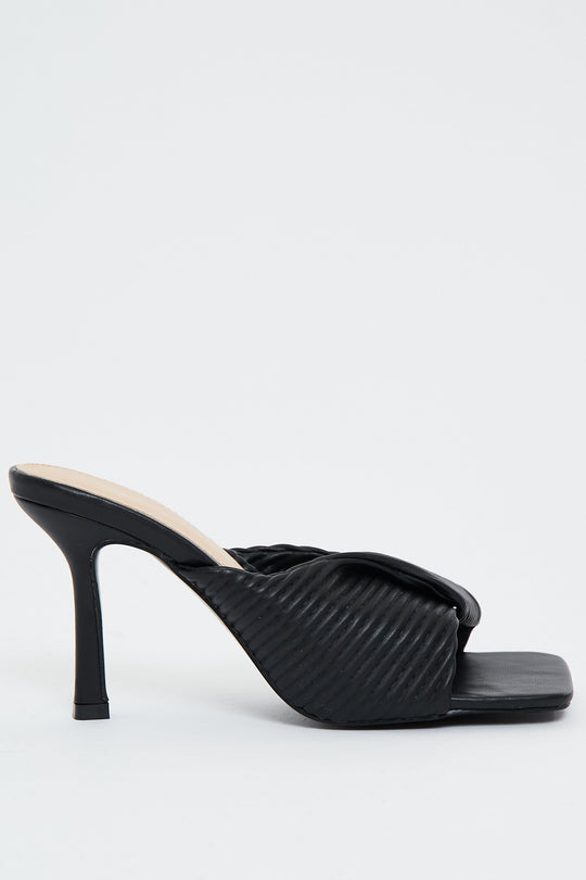 Black Square Toe Crossover Heels - Veva