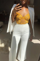 White High Waist Flare Trousers -Tisha