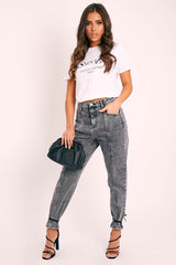 Grey Straight Leg Double Seam Denim Jeans - Xara