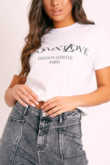 White Parisian Slogan T-shirt - Beckie