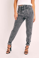 Grey Straight Leg Double Seam Denim Jeans - Xara