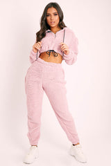 Pink Teddy Borg Joggers - Allyssa