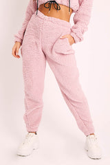Pink Teddy Borg Joggers - Allyssa