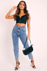 Blue Denim Covered Waistband Mom Jeans - Tahlia