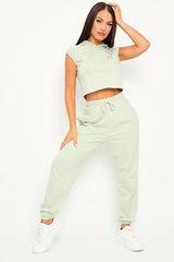 Sage Cropped Hoodie Joggers Loungewear Co-ord - Kylie