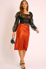 Black Mesh Polka Shirred Crop Top - Soliana