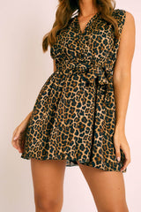 Leopard Plunge Belted Playsuit - Lilie