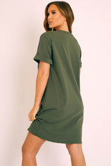 Khaki Graphic Printed T-shirt Dress - Meeka