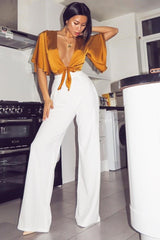 Mustard Satin Tie Crop Top - Alara