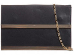 Anika Gold Trim Faux Leather Clutch Bag