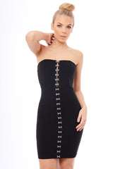 Black Eyelet Front Bandeau Mini Dress - Kayla