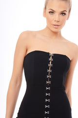 Black Eyelet Front Bandeau Mini Dress - Kayla
