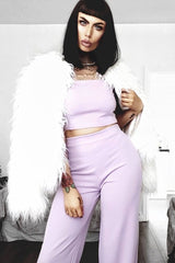 Lilac Crop Top and Trousers Co-ord Set - Kimmy