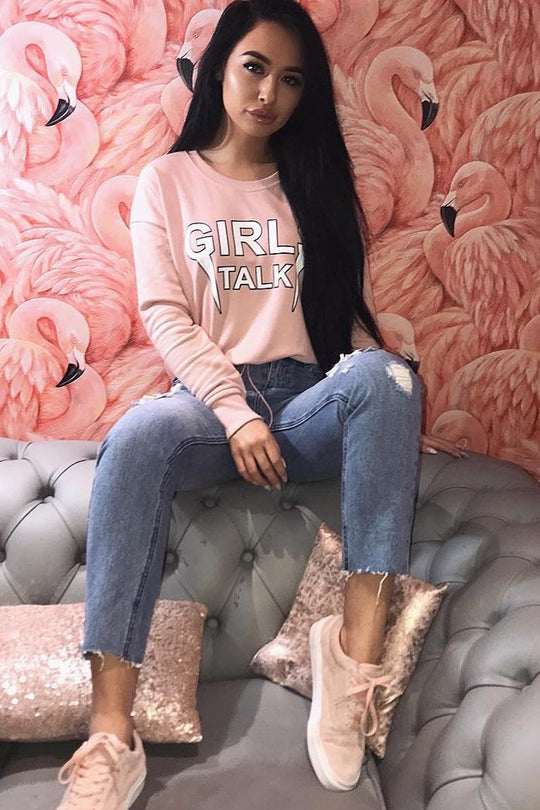 Rose Crew Neck Girls Talk Jumper - Yasna