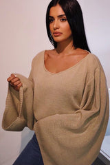 Stone Cropped Batwing Jumper - Carmin