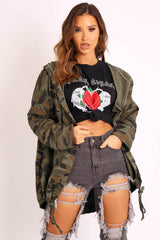 Green Camo Sequin Rock & Roll Design Jacket - Siona