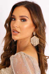 Gold Diamante Chain Statement Earrings - Onna