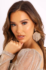 Gold Diamante Chain Statement Earrings - Onna