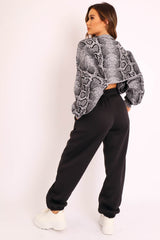 Grey Snake Cropped Batwing Jumper - Lizy