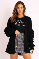 Black Chunky Knit Oversized Cardigan - Eaden