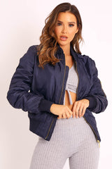 Navy Padded Bomber Jacket - Chelsy