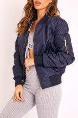 Navy Padded Bomber Jacket - Chelsy
