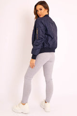 Navy Padded Bomber Jacket - Chelsy