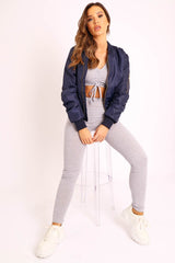 Navy Padded Bomber Jacket - Chelsy