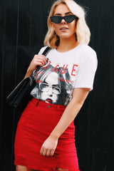 Red Denim Rip Mini Skirt - Selenia