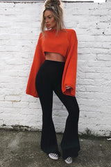 Orange Cropped Batwing Jumper - Carmin