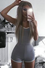 Grey with Contrast Trim Ribbed Playsuit - Raina