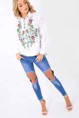 White Floral Embroidered Shirt - Solange