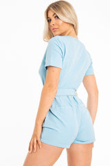 Blue Utility Pocket Zip Playsuit - Myriah