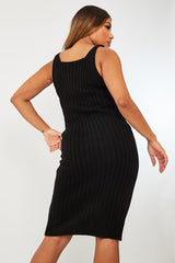 Black Strappy Knit Midi Dress - Graciella