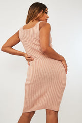 Nude Strappy Knit Midi Dress - Graciella