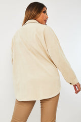 Cream Oversized Fit Corduroy Shirt - Brina