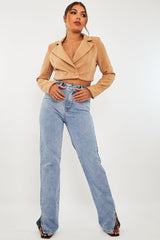 Stone Double Button Cropped Blazer - Dolly