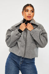 Grey Zip Front Side Pocket Shacket - Lima