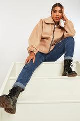 Stone Zip Front Side Pocket Shacket - Lima